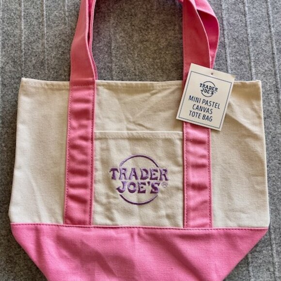 Trader Joe’s Purple Pastel Mini Canvas Tote! Over the shoulder-great for summer - Picture 1 of 6